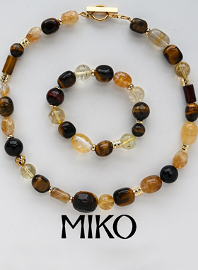 金霸原创设计黄水晶虎眼石招财水晶手串明星同款金霸黄水晶