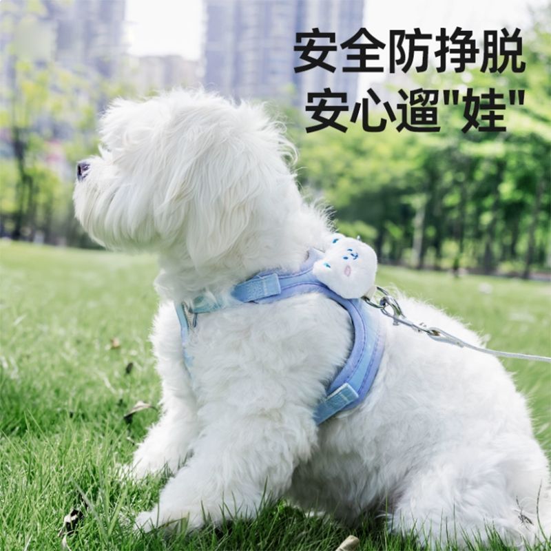 狗狗牵引绳小型犬专用胸背带泰迪比熊幼犬遛狗绳宠物背心式狗链子