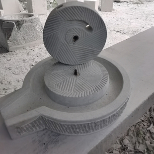 青麻石手推石磨家用手工磨盘老石磨豆浆米浆石水缸园林摆件可定制