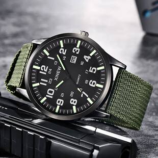 Men‘s Nylon Strap Military Watch High Quality Luminous Quar