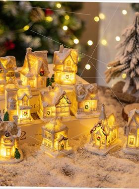 Christmas resin LED light house micro-landscape decoration