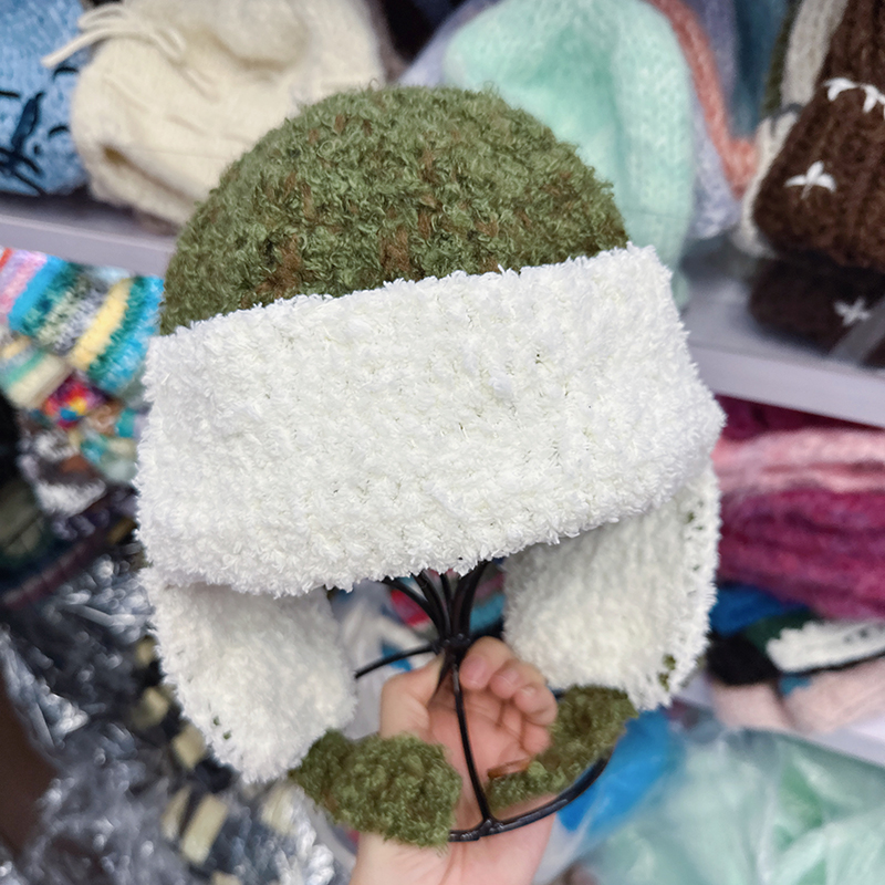 韩国代购东大门冬季新款韩版拼色粗毛线针织帽女加厚护耳雷锋帽子