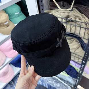 韩国代购东大门冬季新款韩系平顶十字架马术帽女网红高品质骑士帽