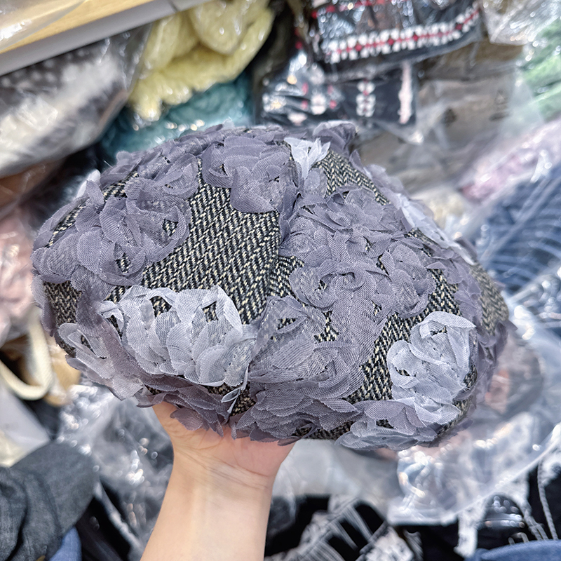 韩国代购东大门新款小众花朵贝雷帽女秋冬显脸小甜美八角画家帽子