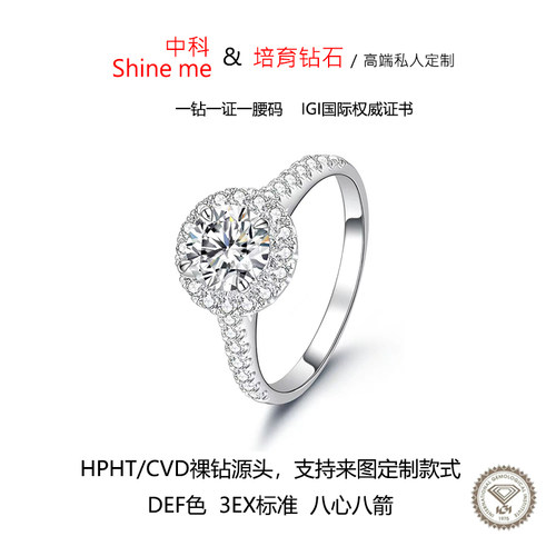 直臂圆环群镶豪华四爪结婚戒指 培育钻戒50分/70分\克拉高端定制