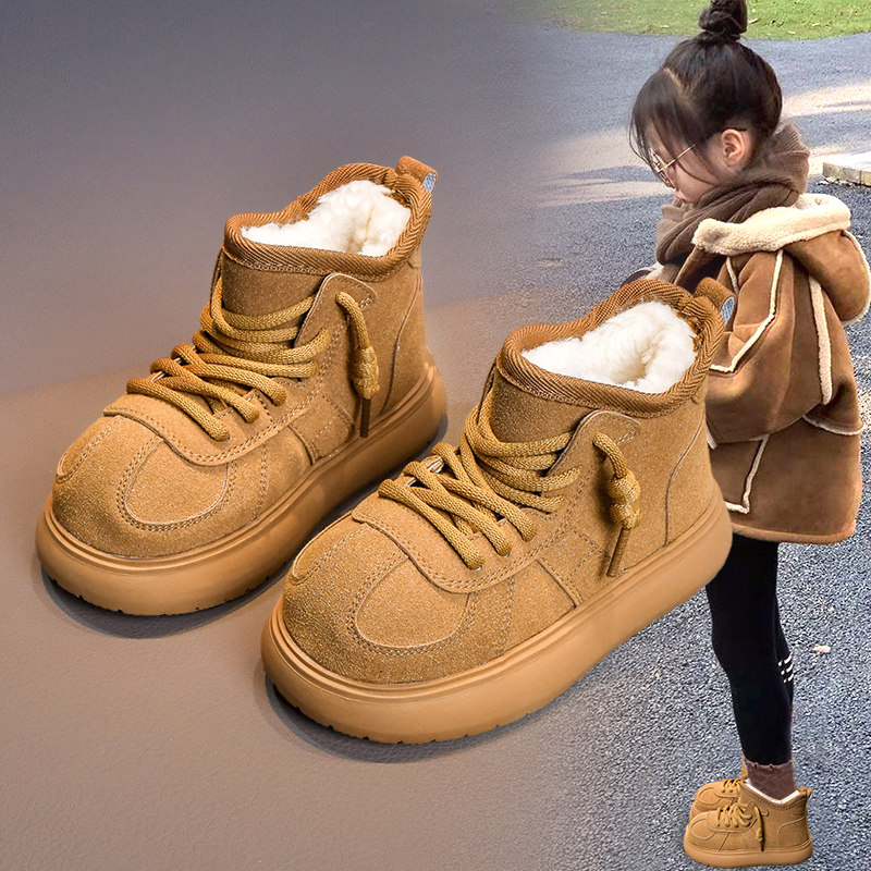 大棉加厚保暖女童雪地靴皮毛一体