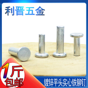 GB109镀锌铁平头实心铁钉铁击打平敲打铆钉论斤 M2M2.5M3M4M5M6M8