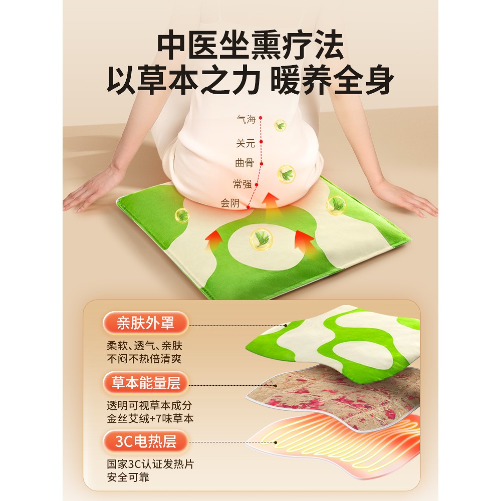 电加热艾绒坐垫艾灸发热垫艾草暖垫办公室坐灸垫久坐椅子坐垫蒲团