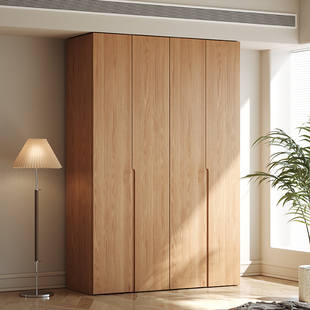 全友家居橡木实木衣柜家用主卧室简约现代一门到顶原木风大衣橱儿