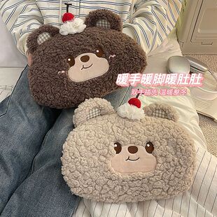 卡通小熊热水袋冬季毛绒暖水袋充电式防爆暖手宝宿舍可拆洗电暖袋