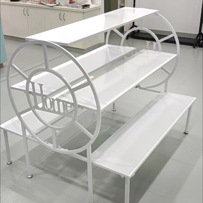 服装店展示架中岛双面多层鞋架货架铁艺流水台高低展示桌包包架子