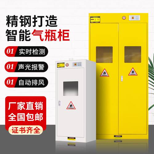 全钢单双三瓶气瓶柜实验室乙炔气体存储柜甲烷氧气工业防爆气瓶柜