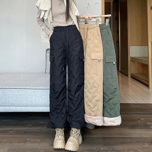 羽绒棉裤 高腰防寒东北棉裤 女外穿冬季 宽松显瘦登山裤 2025新款 工装