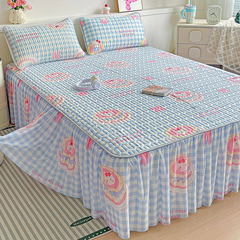 夏季乳胶凉席三件套床裙款加厚床单单件床上冰丝空调软席子可水洗,床上用品,乳胶席,淘宝优惠券,粉丝福利购,淘宝优惠卷