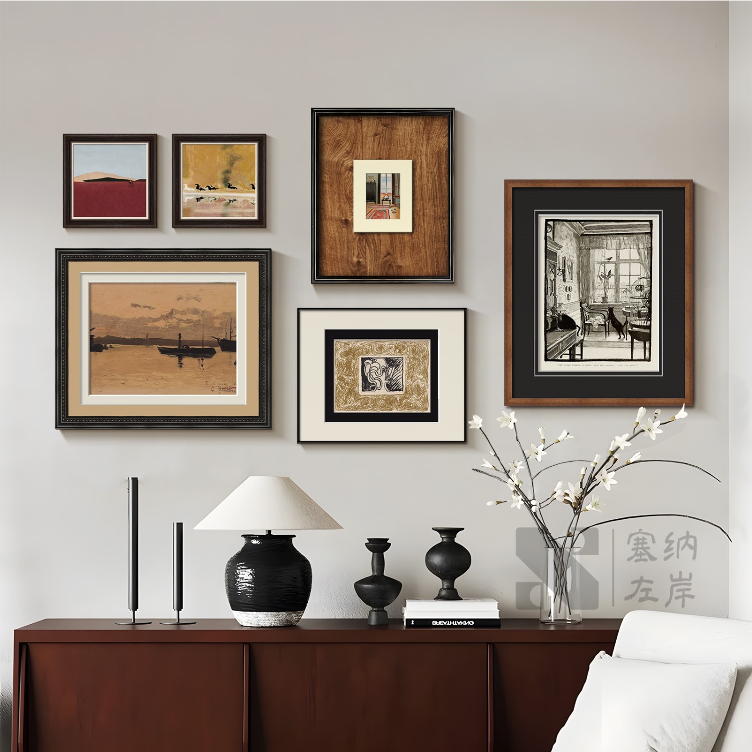 《日暮时分》客厅组合装饰画沙发背景墙中古风玄关卧室艺术挂画图片