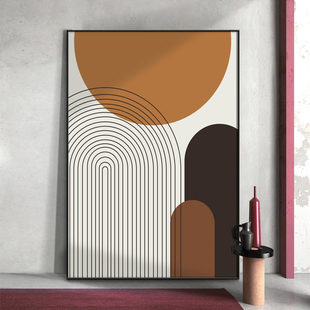 客厅抽象装饰画现代轻奢艺术大气玄关墙挂画落地壁画几何日升月恒