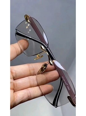 石头镜纯天然真品高档无边框石头眼镜新款原石眼镜纯天然水晶眼镜