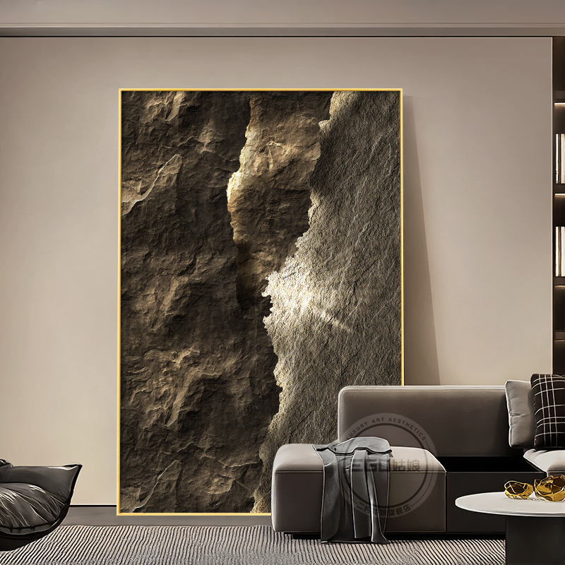 现代轻奢客厅落地画轻奢风格晶瓷镜面画玄关高级感挂画沙发背