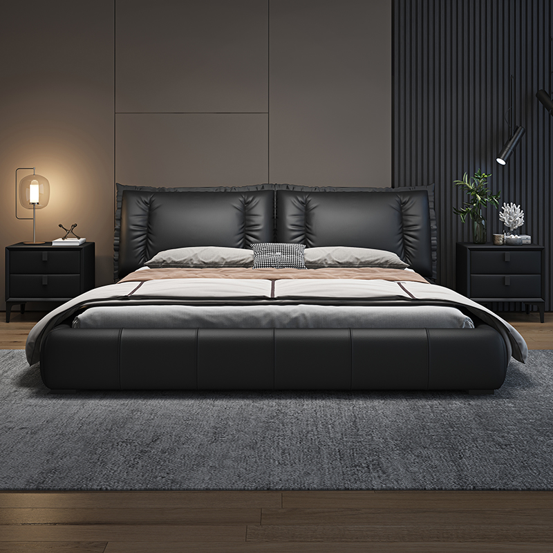 喜临门意式主卧真皮床北欧现代简约卧室软包婚床高档双人1.8米床