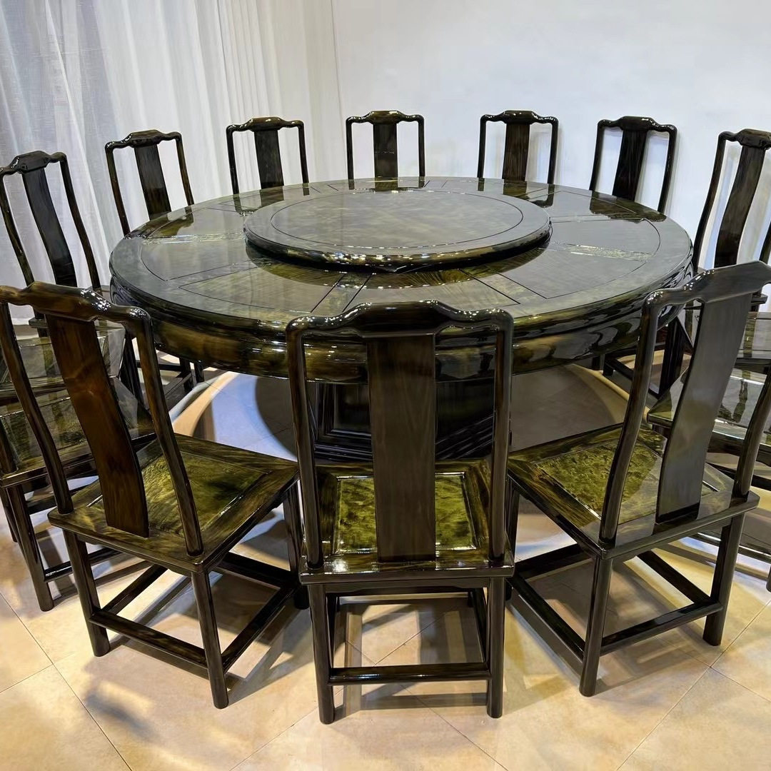 金丝楠木大叶阴沉木餐桌原木桌子饭桌客厅桌椅组合套装定制全套