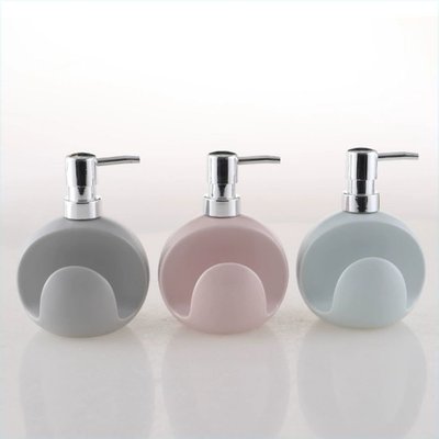 陶瓷洗手液瓶子简约卫浴瓶陶瓷带海绵座沐浴乳洗洁精分装瓶两用