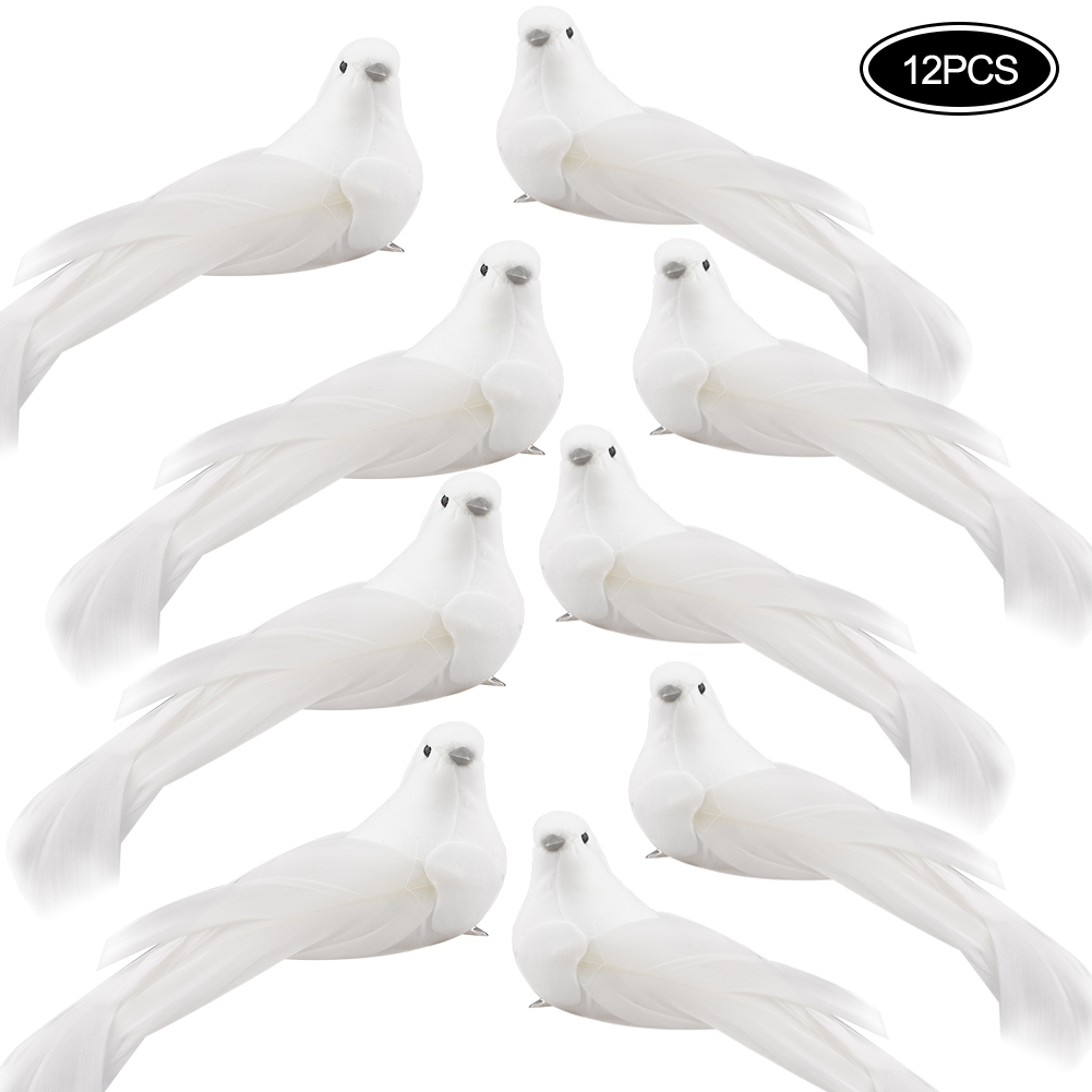 12PCS Artificial Bird Clip On Feather Birds Christmas