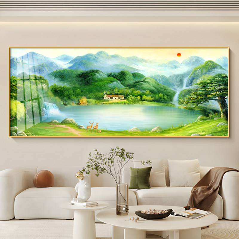 聚宝盆山水画新中式国画山水风景中堂挂画2025新款旭日东升装饰画