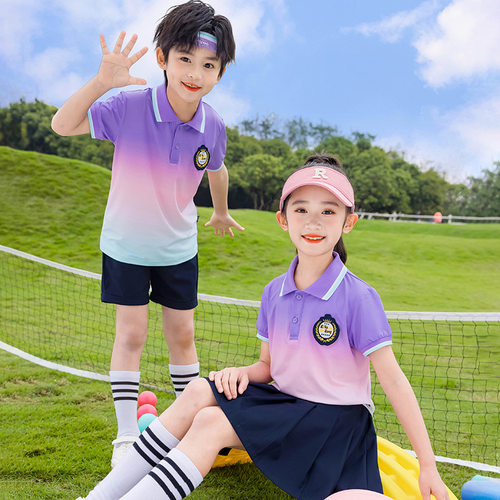 小学生校服夏季速干渐变色短袖