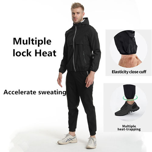 运动暴汗服套装发热增汗防风速干健身服跑步户外连帽夹克跨境