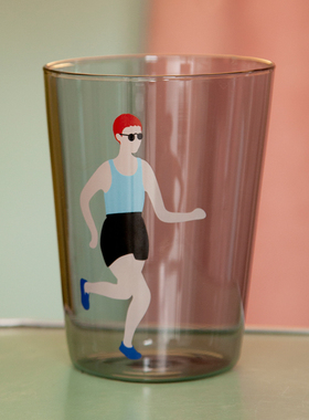 yizistore原创意彩色玻璃杯女水杯漱口杯子蓝色学生日式耐高温