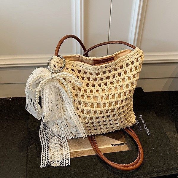 编织棉线包女2025夏季新款单肩腋下包时尚镂空通勤斜挎包水桶包,箱包皮具/热销女包/男包,腋下包,淘宝优惠券,粉丝福利购,淘宝优惠卷