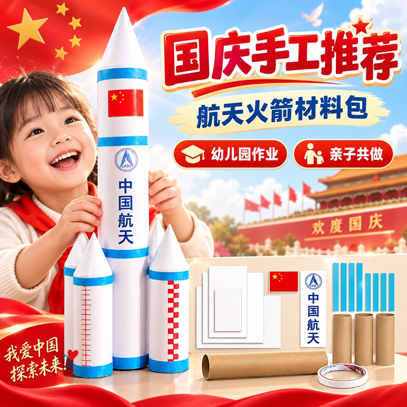 航天火箭国庆幼儿园小学手工diy材料包变废为宝科学教育自制作品