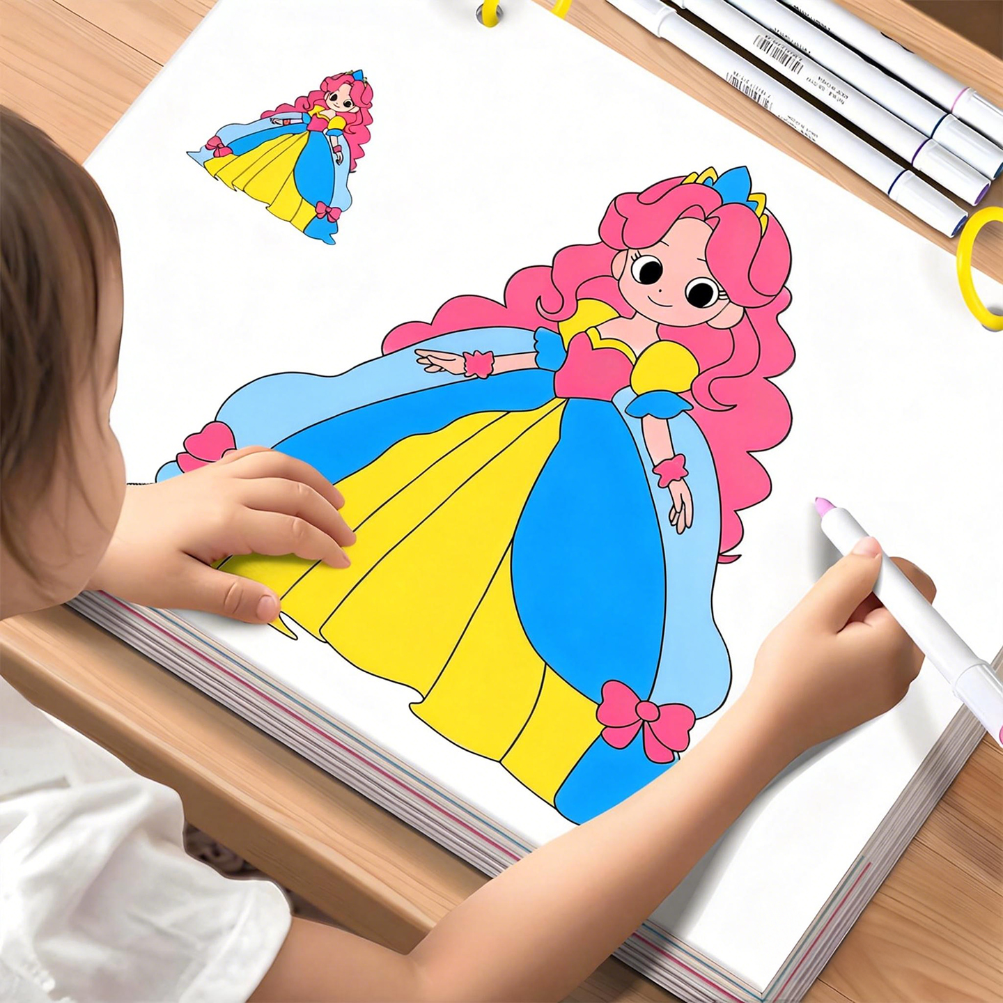 公主涂色本女孩画画描摹绘画