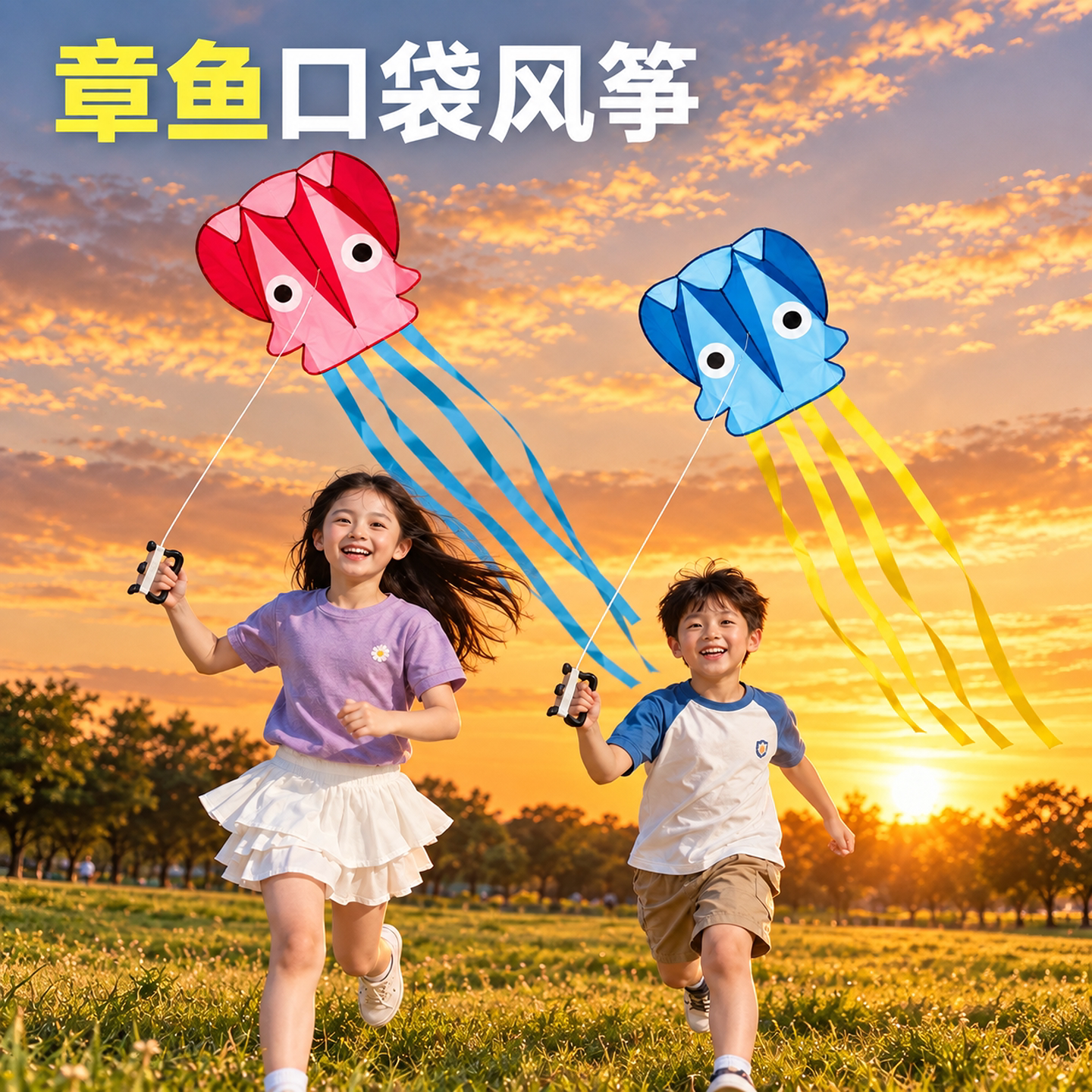 儿童微风易飞无骨架小章鱼风筝图片