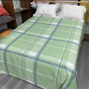 纯棉布料 简约绿格 纯棉加厚加密斜纹 床单被套面料