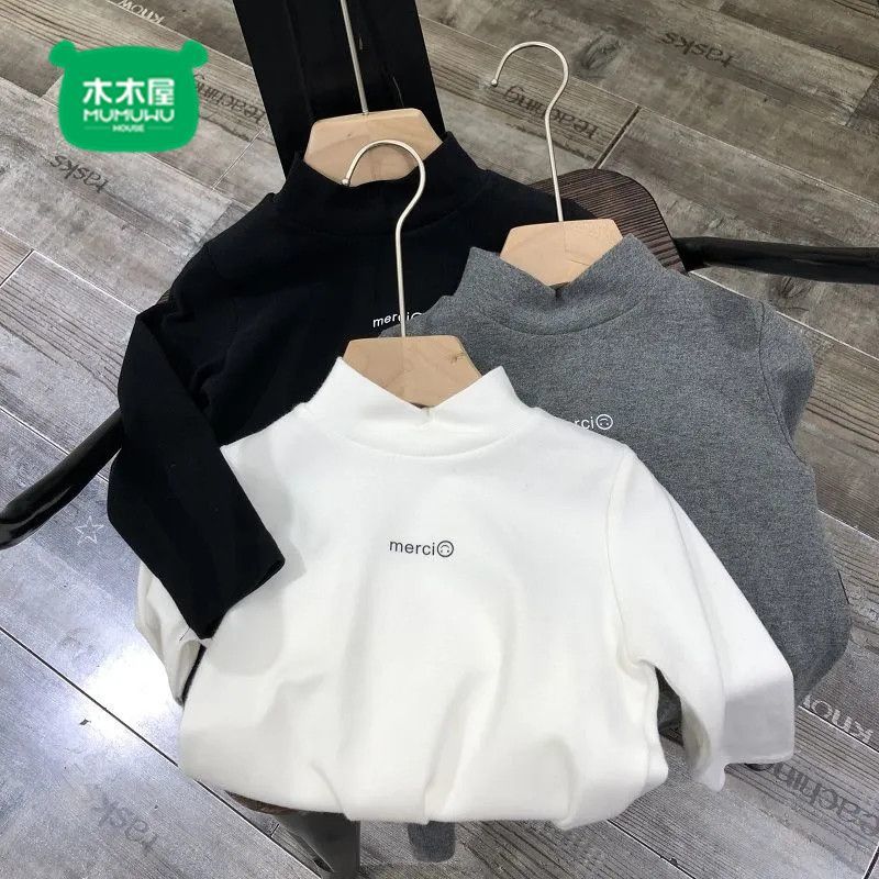 木木屋好品质量280克德绒男女童保暖内搭上衣宝宝T恤长袖打底衫潮