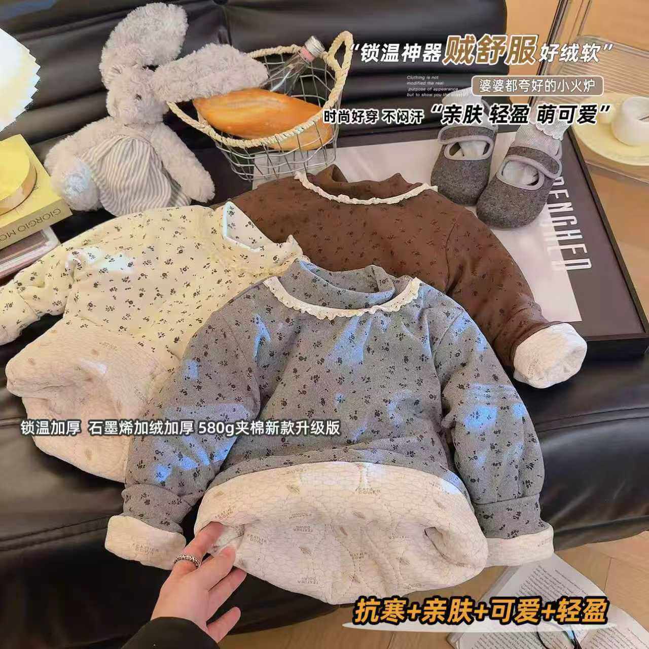 2025新款儿童冬季三层加棉加厚保暖洋气内胆上衣