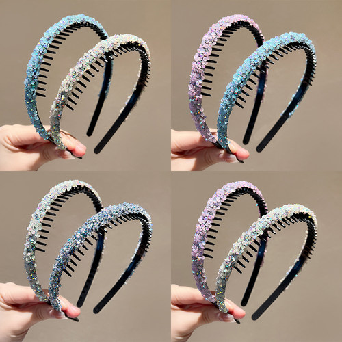 儿童气质水钻优雅带齿发箍不伤发