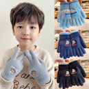 儿童奥特曼手套小男孩冬季 五指套加绒加厚户外出行防寒防冻全指套