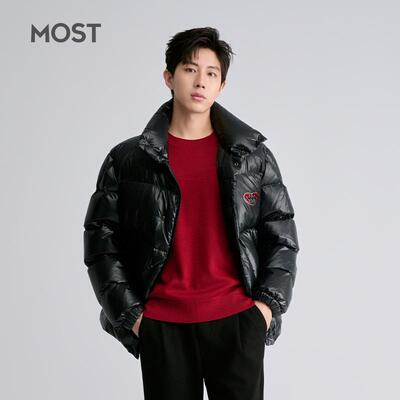 MOST/姆氏德羽绒服男冬短款宽松立领面包服黑色加厚外套C44337227