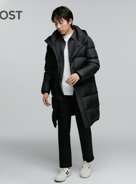 MOST/姆氏德男装黑中长款冬连帽羽绒服加厚保暖防风外套C34120018
