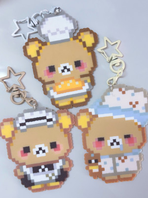 轻松熊像素diy拼豆成品钥匙扣包包挂件装饰礼物送闺蜜女朋友