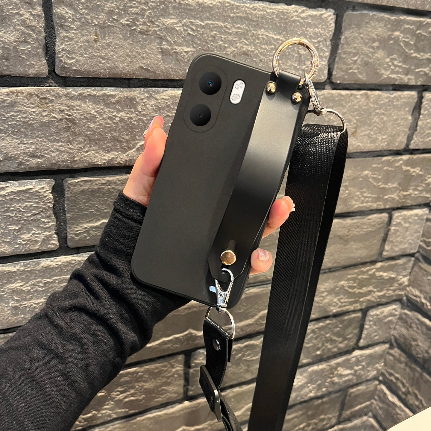 适用oppoa5x可斜挎绳款腕带软壳