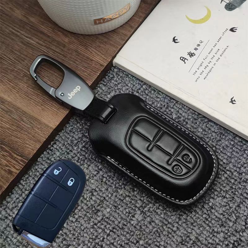 JEEP牛皮商务光面钥匙皮套防丢