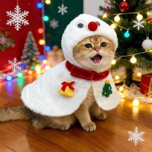 宠物圣诞帽猫咪圣诞装扮披风斗篷狗狗圣诞节帽子猫咪发箍帽子围脖