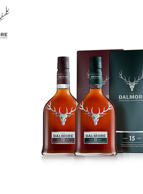 【大摩旗舰店】DALMORE/大摩12年+15年苏格兰单一麦芽威士忌双支