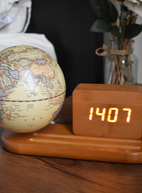 funglobe地球仪13cm小号电子时钟高端家居摆件AR学生用高中生儿童启蒙小学生用办公桌创意夜灯生日初中生礼物