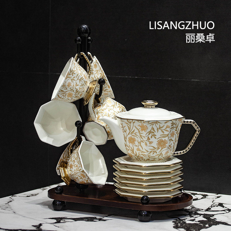 轻奢法式复古简约花茶壶花草茶具水果茶壶套装下午茶茶杯家用待客