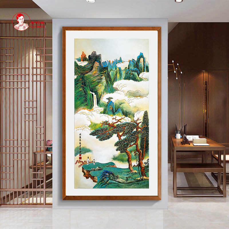 张大千金碧青绿山水 景韵阁掐丝珐琅画diy材料包 装饰画 非遗手工