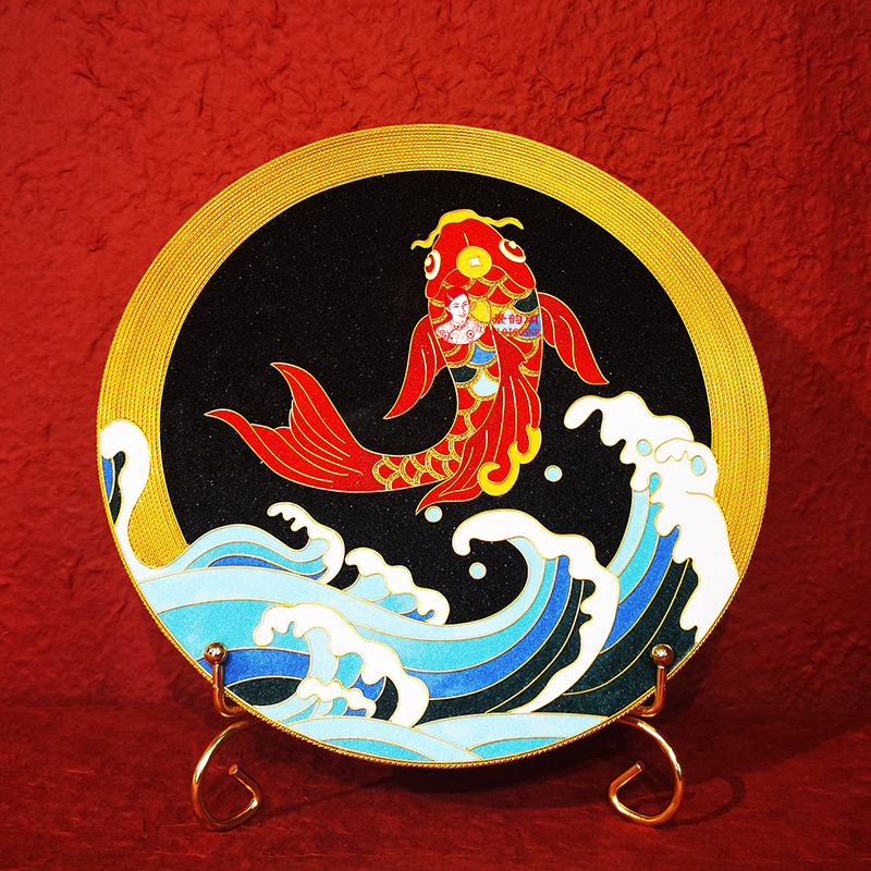 鱼跃龙门景韵阁景泰蓝掐丝珐琅画diy材料包 好寓手工金丝意装饰画
